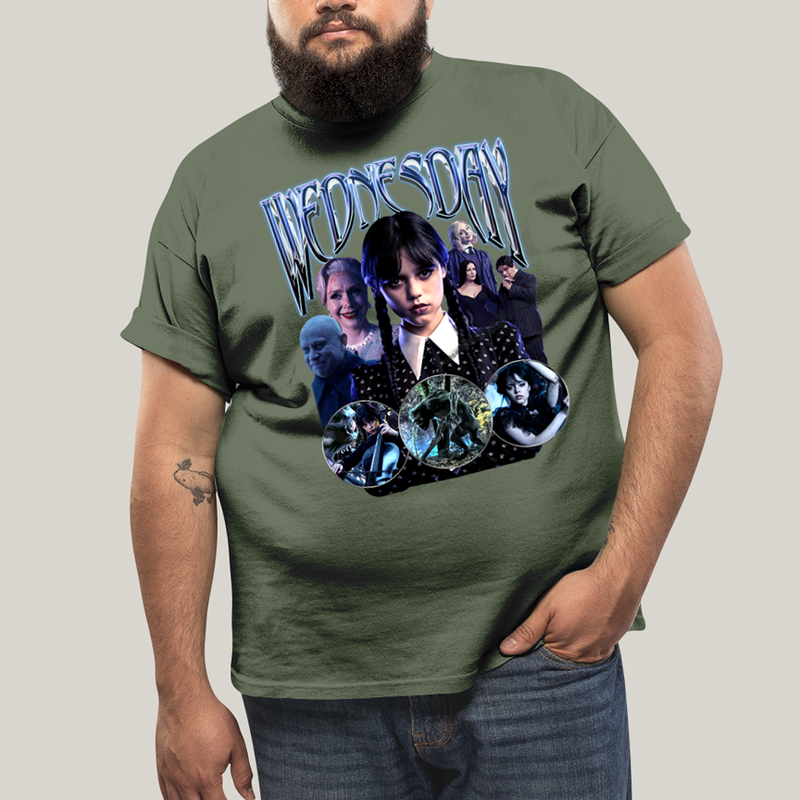 Camiseta Plus Size Algodão Unissex T shirt Wandinha Wednesday Blue