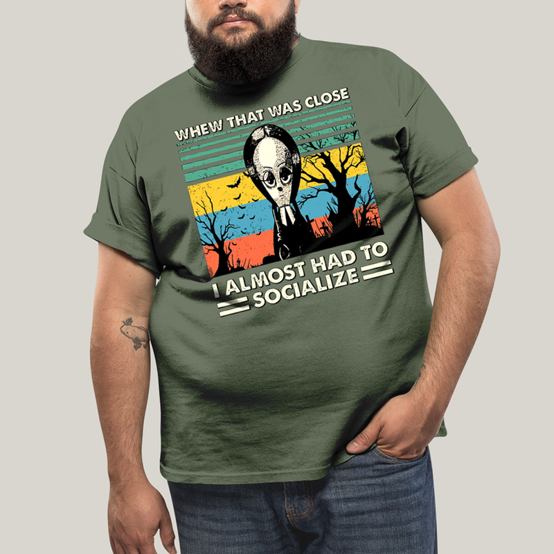 Camiseta Plus Size Algodão Unissex T shirt Wandinha Quase Tive Que Socializar