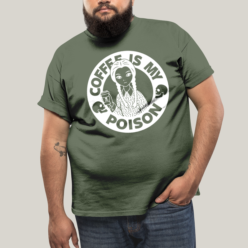 Camiseta Plus Size Algodão Unissex T shirt Wandinha Café é Meu Veneno