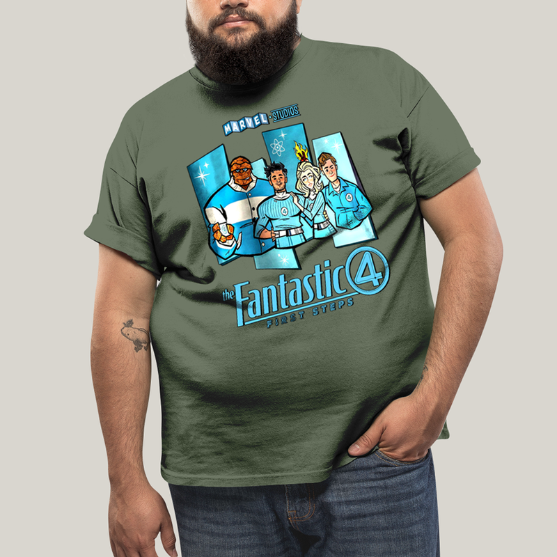 Camiseta Plus Size Algodão Unissex T shirt Quarteto Fantástico Primeiros Passos Cartunesco