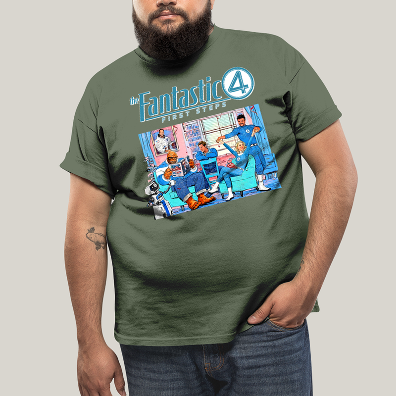 Camiseta Plus Size Algodão Unissex T shirt The Fantastic Four First Steps 1