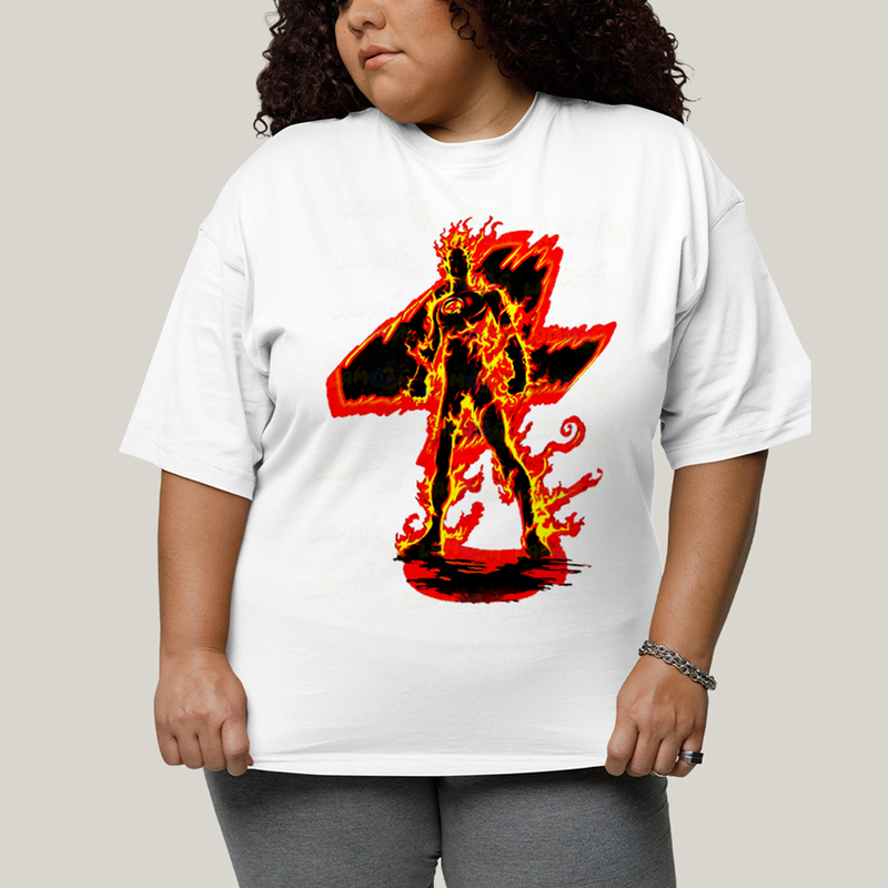 Camiseta Plus Size Algodão Unissex T shirt Quarteto Fantástico Tocha Humana 4