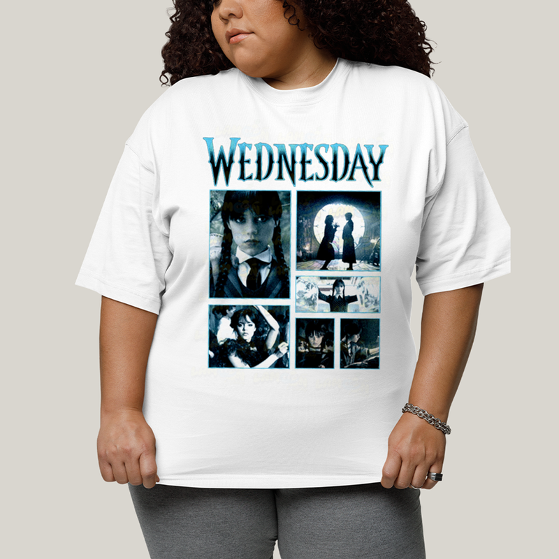 Camiseta Plus Size Algodão Unissex T shirt Wandinha Wednesday 1