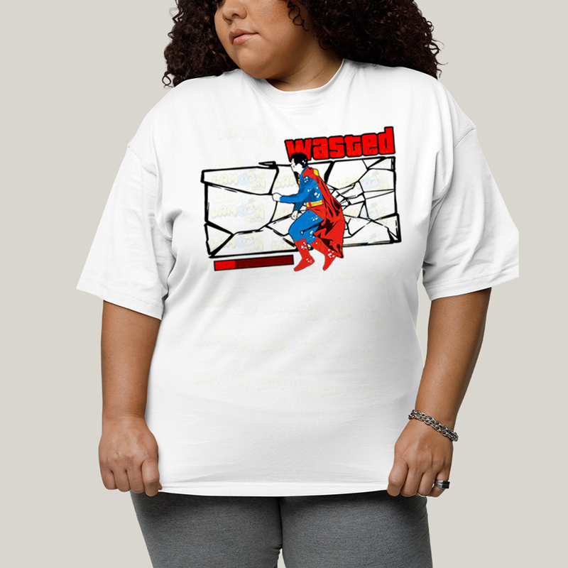 Camiseta Plus Size Algodão Unissex T shirt Superman Wasted