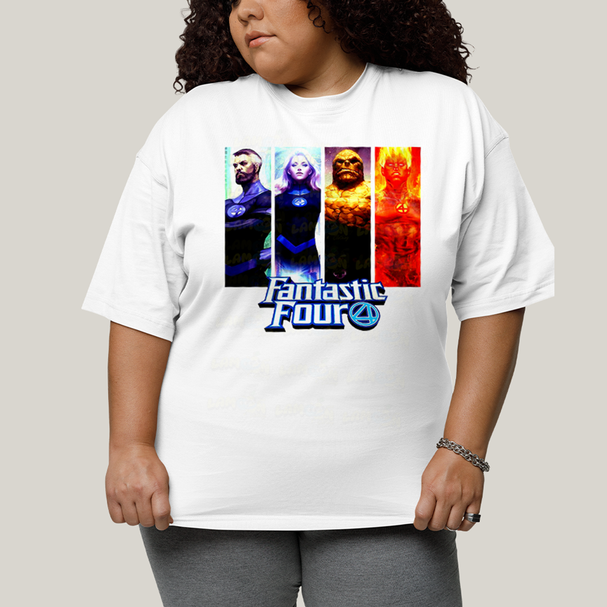 Camiseta Plus Size Algodão Unissex T shirt Quarteto Fantástico Fantastic Four 4