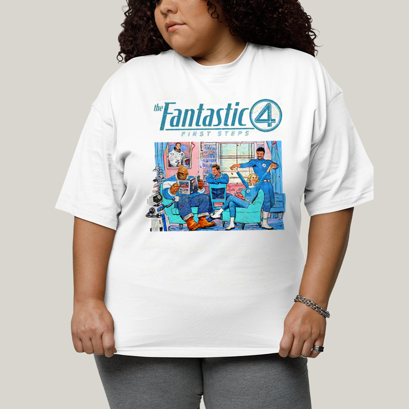 Camiseta Plus Size Algodão Unissex T shirt The Fantastic Four First Steps 1