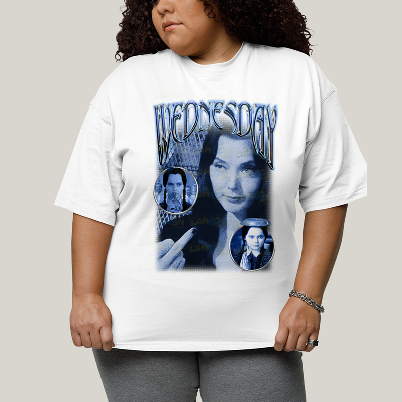 Camiseta Plus Size Algodão Unissex T shirt Wandinha Retrô