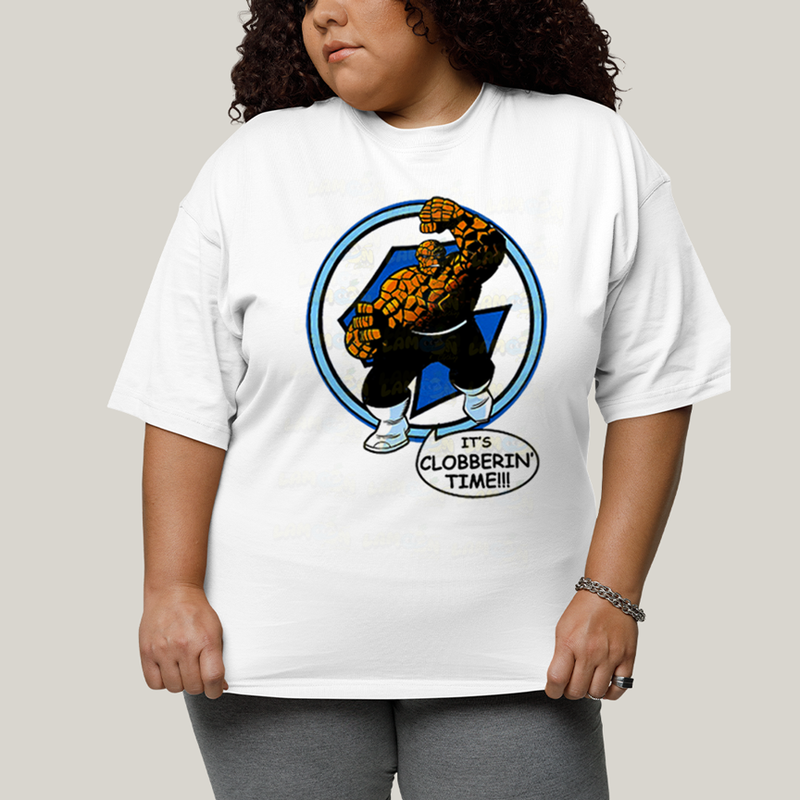 Camiseta Plus Size Algodão Unissex T shirt Quarteto Fantástico O Coisa Tá na Hora do Pau