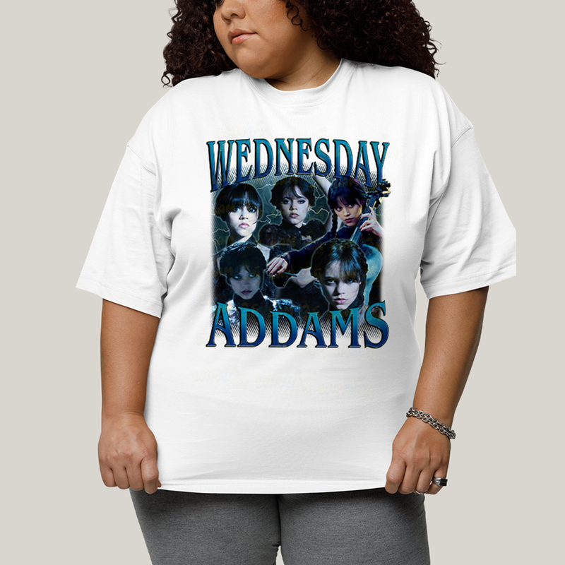 Camiseta Plus Size Algodão Unissex T shirt Wandinha Wednesday Adams