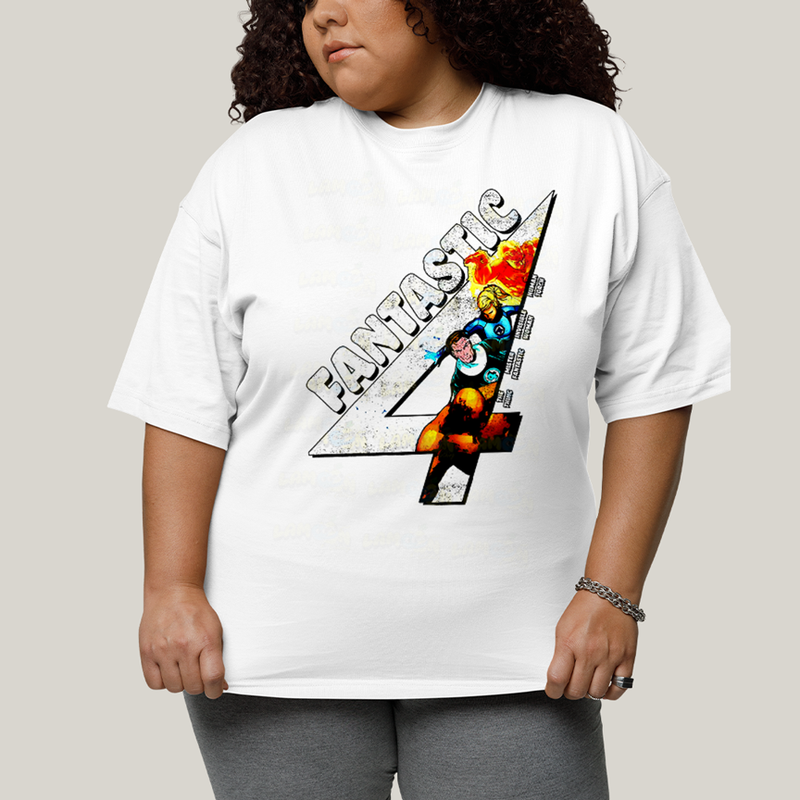 Camiseta Plus Size Algodão Unissex T shirt Quarteto Fantástico Fantastic 4