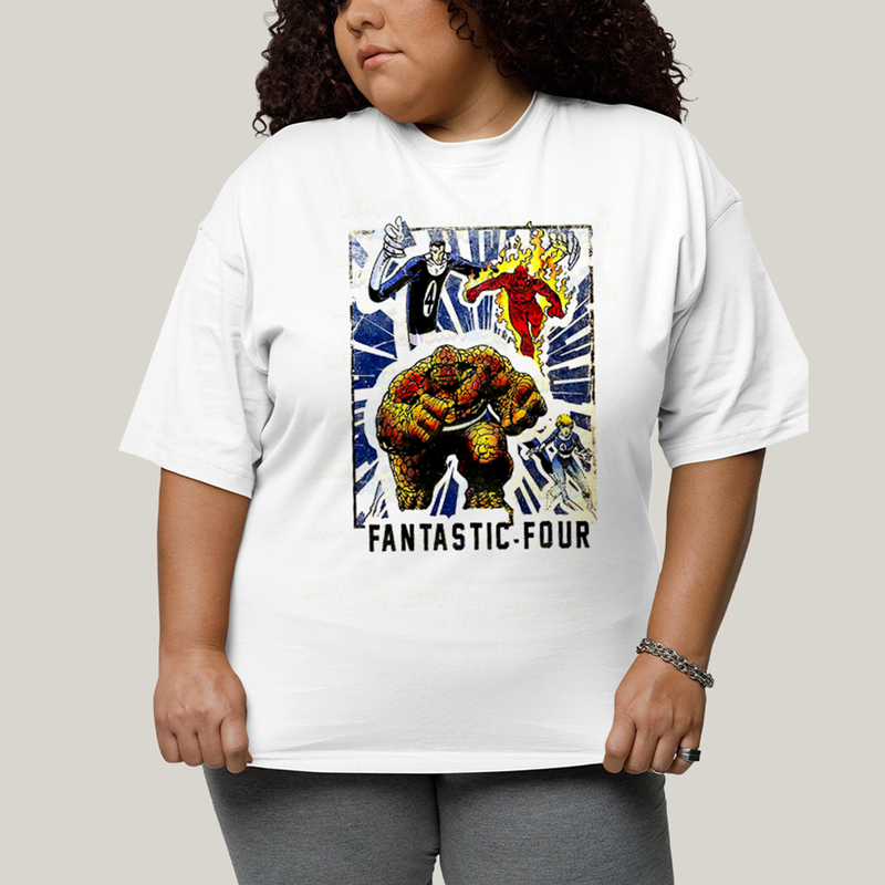 Camiseta Plus Size Algodão Unissex T shirt Quarteto Fantástico Era de Prata 1