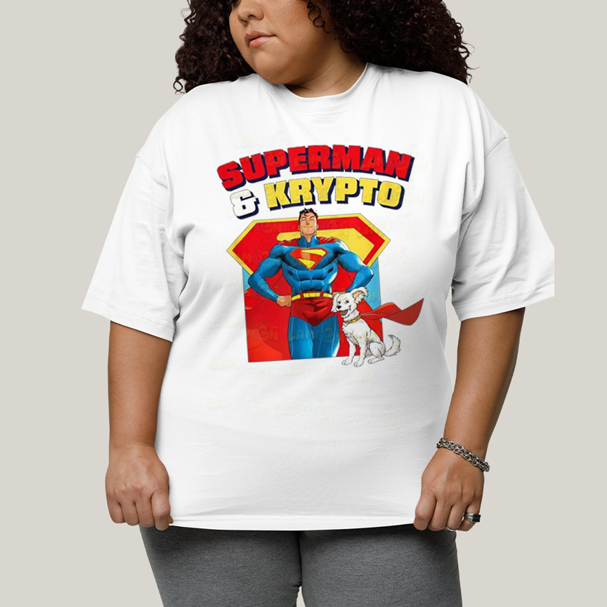 Camiseta Plus Size Algodão Unissex T shirt Superman & Krypto Best Friend 1