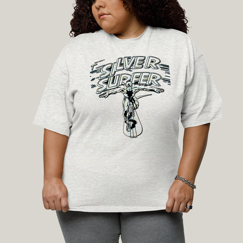 Camiseta Plus Size Algodão Unissex T shirt Surfista Prateado Retrô