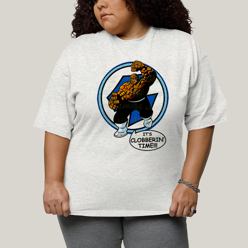 Camiseta Plus Size Algodão Unissex T shirt Quarteto Fantástico O Coisa Tá na Hora do Pau