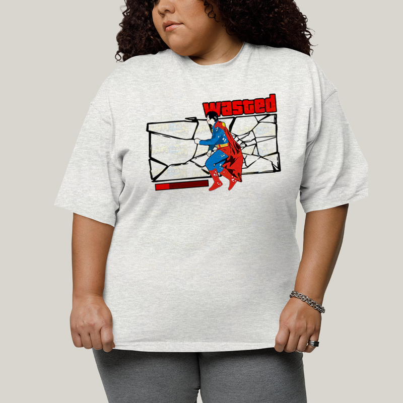 Camiseta Plus Size Algodão Unissex T shirt Superman Wasted