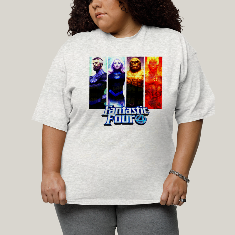 Camiseta Plus Size Algodão Unissex T shirt Quarteto Fantástico Fantastic Four 4
