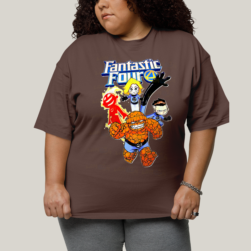 Camiseta Plus Size Algodão Unissex T shirt Quarteto Fantástico