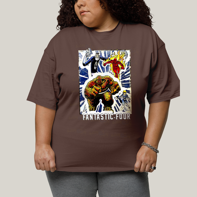 Camiseta Plus Size Algodão Unissex T shirt Quarteto Fantástico Era de Prata 1