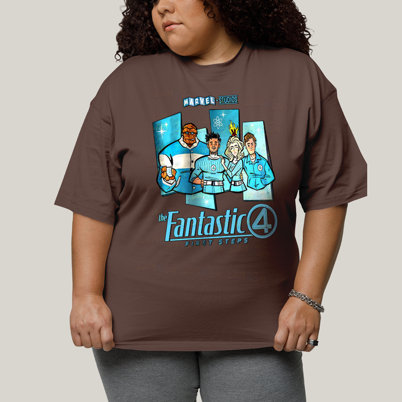 Camiseta Plus Size Algodão Unissex T shirt Quarteto Fantástico Primeiros Passos Cartunesco
