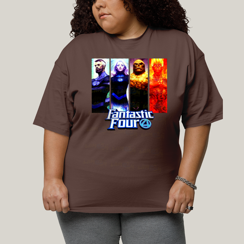 Camiseta Plus Size Algodão Unissex T shirt Quarteto Fantástico Fantastic Four 4