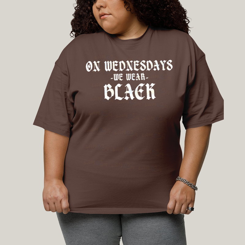 Camiseta Plus Size Algodão Unissex T shirt Wandinha Na Quarta Feira Usamos Preto 1