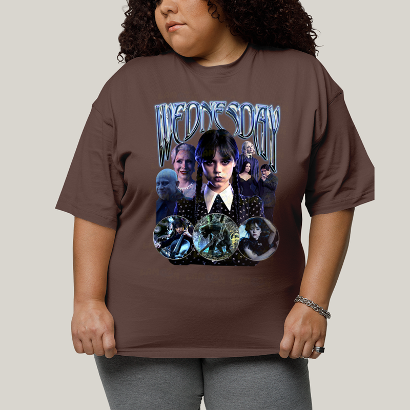 Camiseta Plus Size Algodão Unissex T shirt Wandinha Wednesday Blue