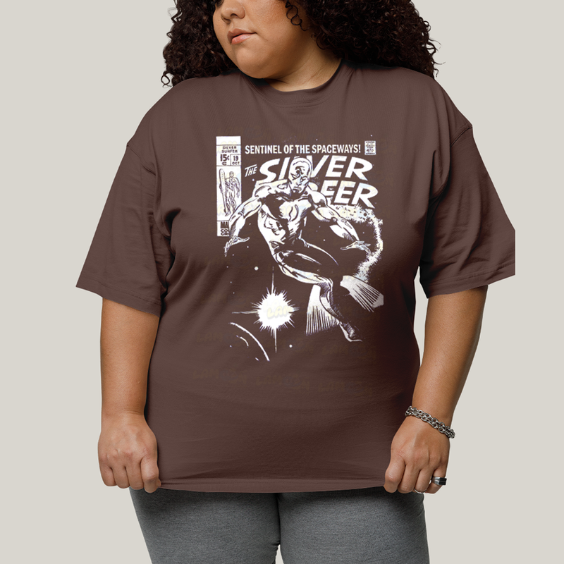 Camiseta Plus Size Algodão Unissex T shirt Quarteto Fantástico O Surfista Prateado