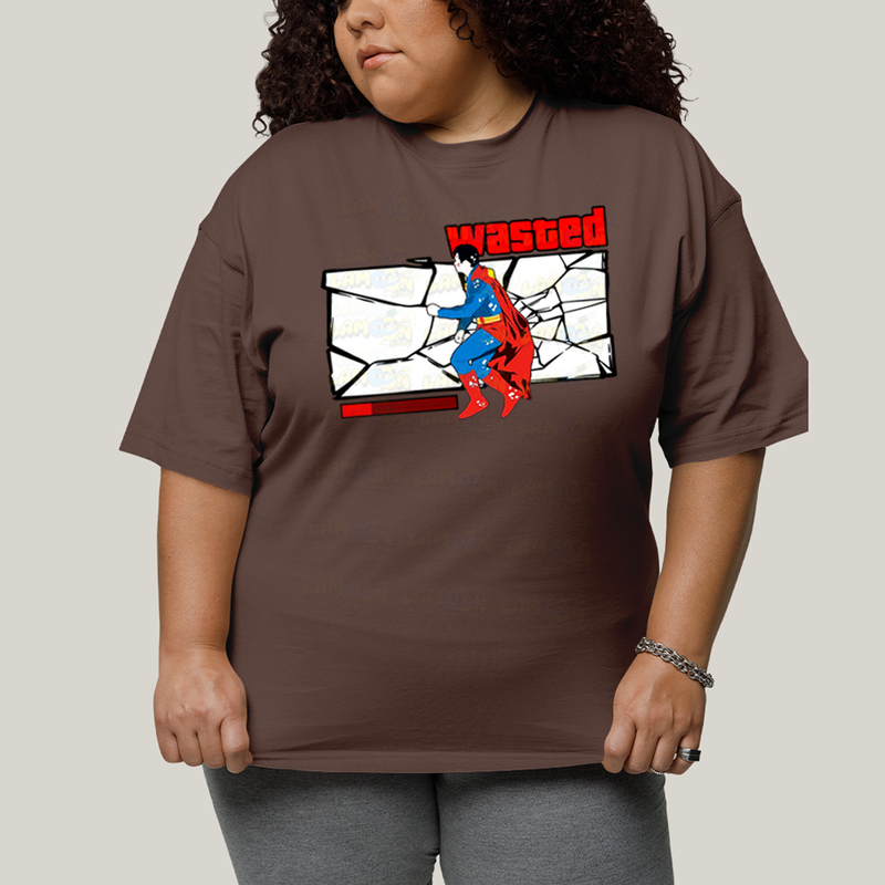 Camiseta Plus Size Algodão Unissex T shirt Superman Wasted