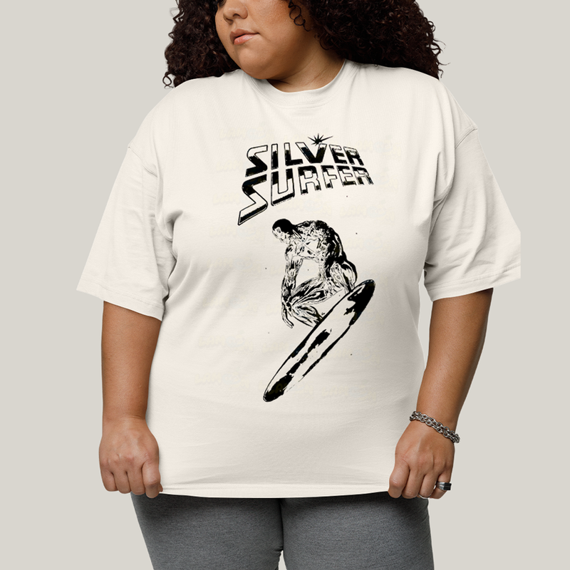 Camiseta Plus Size Algodão Unissex T shirt Quarteto Fantástico O Surfista Prateado 1