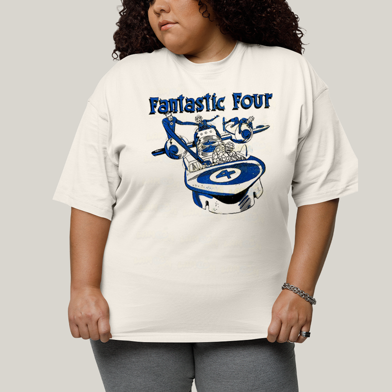 Camiseta Plus Size Algodão Unissex T shirt Quarteto Fantástico Nave