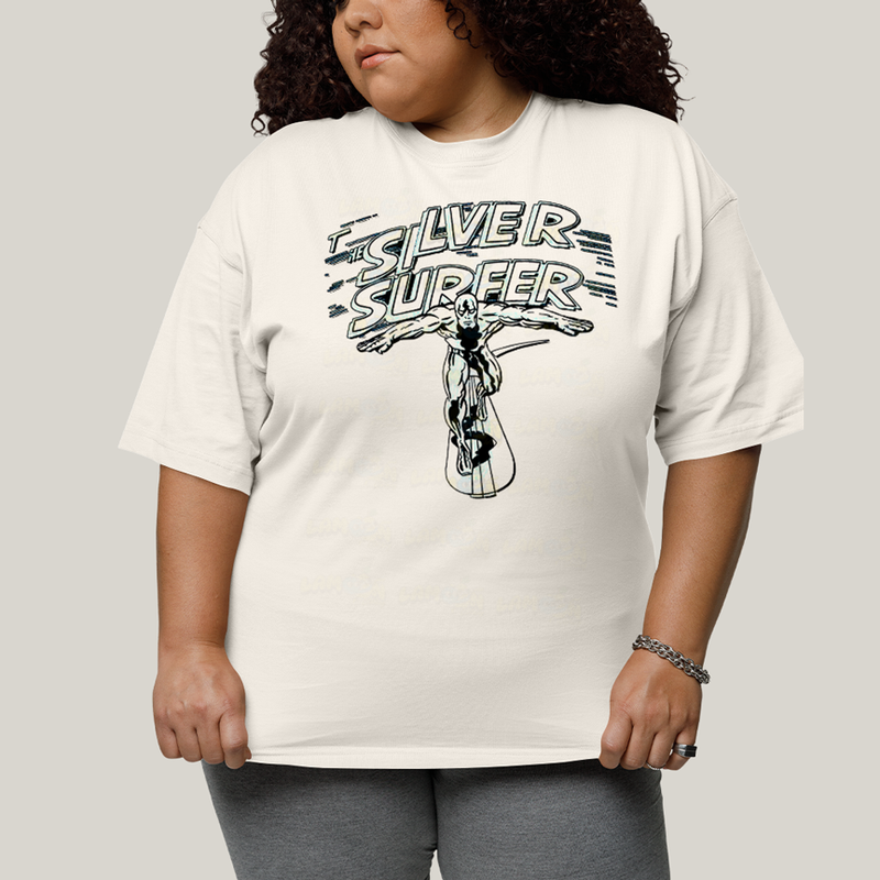 Camiseta Plus Size Algodão Unissex T shirt Surfista Prateado Retrô
