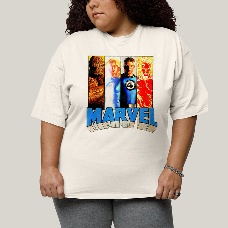 Camiseta Plus Size Algodão Unissex T shirt Quarteto Fantástico Marvel Retrô