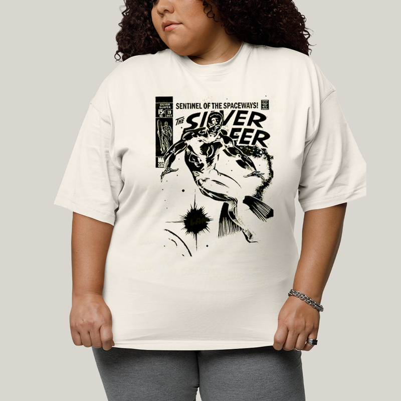 Camiseta Plus Size Algodão Unissex T shirt Quarteto Fantástico O Surfista Prateado