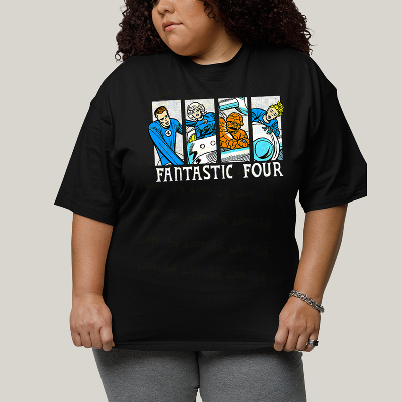 Camiseta Plus Size Algodão Unissex T shirt Quarteto Fantástico Era de Prata