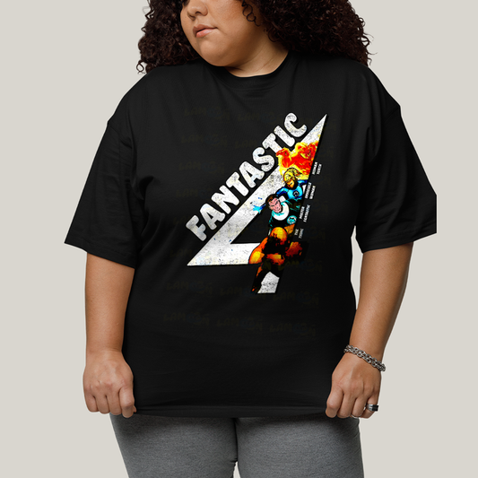 Camiseta Plus Size Algodão Unissex T shirt Quarteto Fantástico Fantastic 4