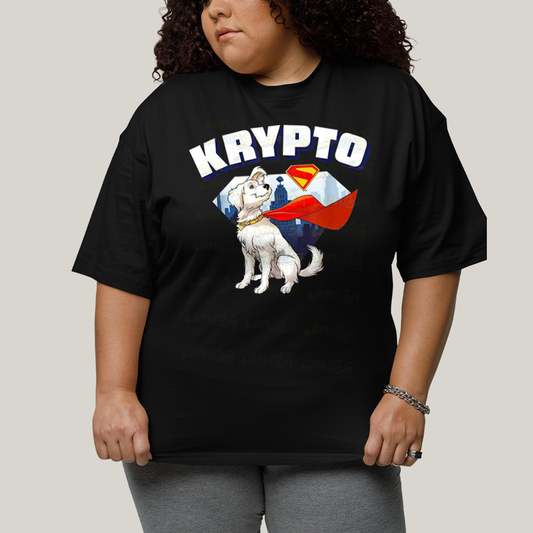 Camiseta Plus Size Algodão Unissex T shirt Superman Krypto Superdog