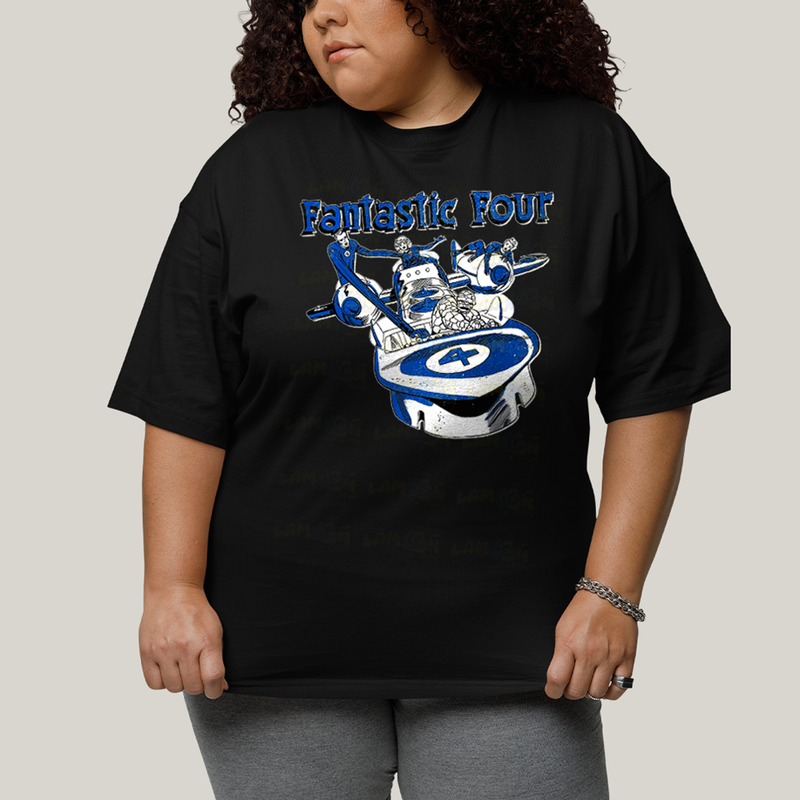 Camiseta Plus Size Algodão Unissex T shirt Quarteto Fantástico Nave