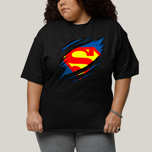 Camiseta Plus Size Algodão Unissex T shirt Superman Logo Rasgada
