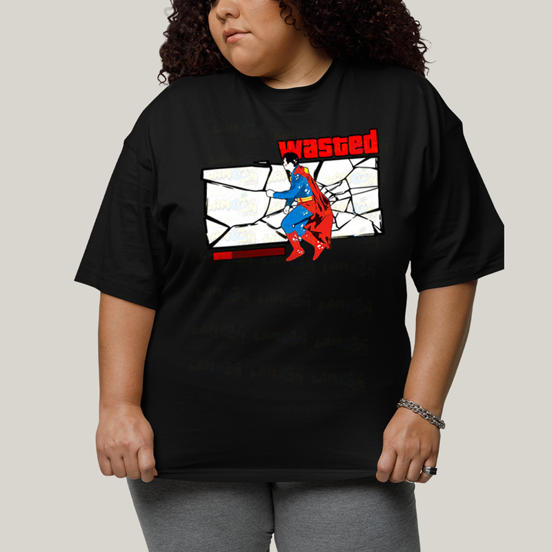 Camiseta Plus Size Algodão Unissex T shirt Superman Wasted