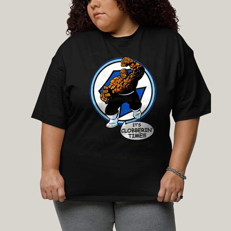 Camiseta Plus Size Algodão Unissex T shirt Quarteto Fantástico O Coisa Tá na Hora do Pau