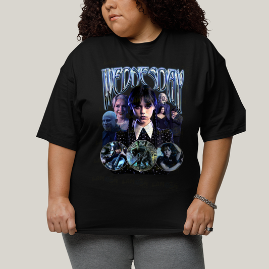 Camiseta Plus Size Algodão Unissex T shirt Wandinha Wednesday Blue