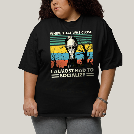 Camiseta Plus Size Algodão Unissex T shirt Wandinha Quase Tive Que Socializar