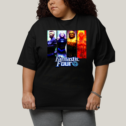 Camiseta Plus Size Algodão Unissex T shirt Quarteto Fantástico Fantastic Four 4