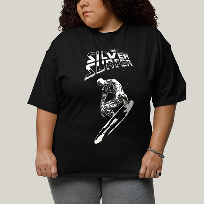 Camiseta Plus Size Algodão Unissex T shirt Quarteto Fantástico O Surfista Prateado 1