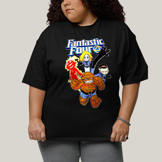 Camiseta Plus Size Algodão Unissex T shirt Quarteto Fantástico