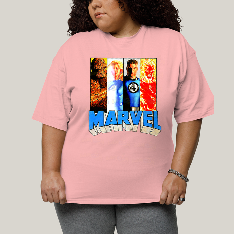Camiseta Plus Size Algodão Unissex T shirt Quarteto Fantástico Marvel Retrô