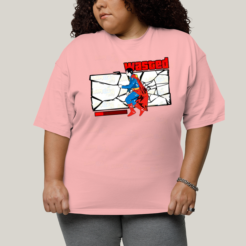 Camiseta Plus Size Algodão Unissex T shirt Superman Wasted