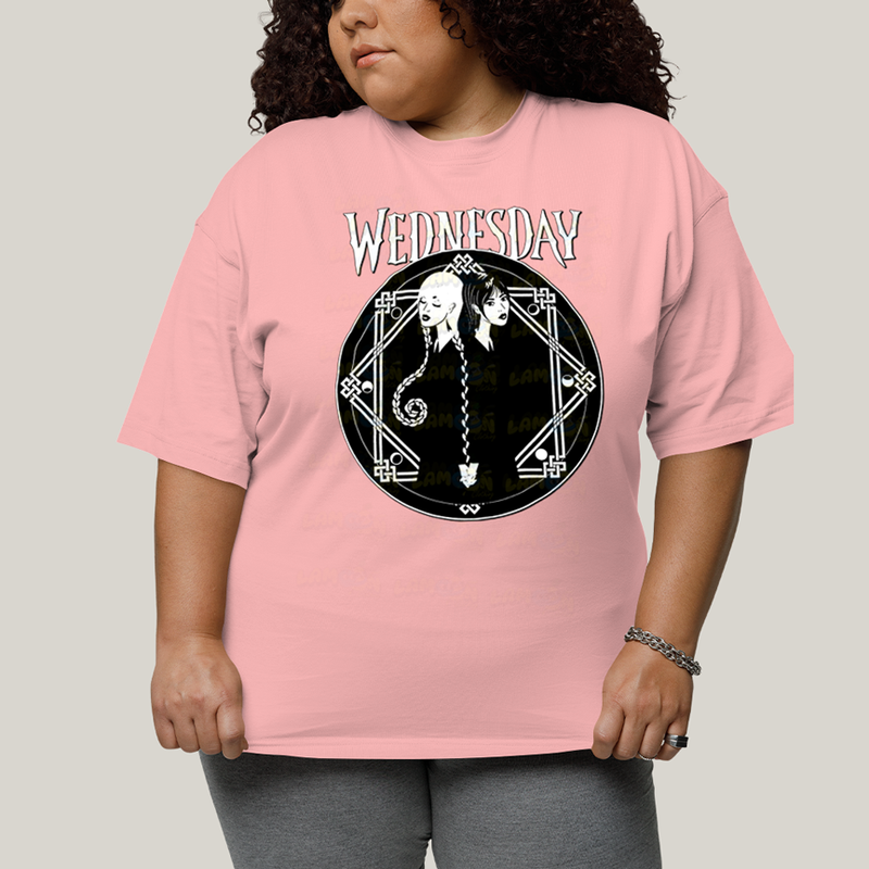 Camiseta Plus Size Algodão Unissex T shirt Wandinha Wednesday Black White