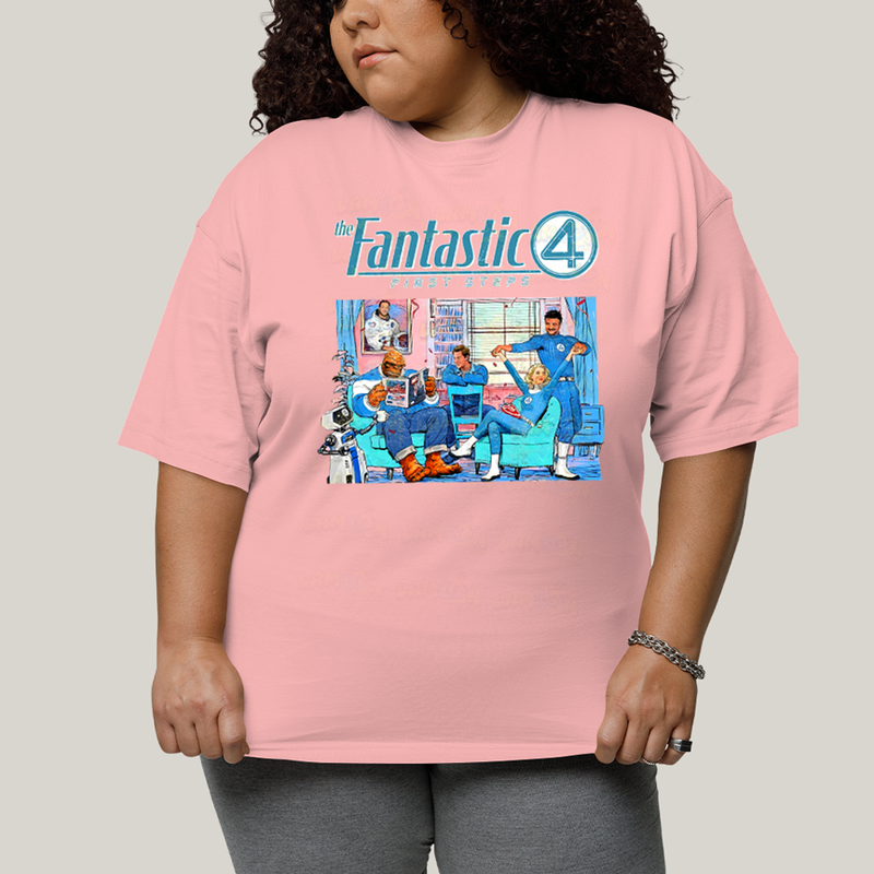 Camiseta Plus Size Algodão Unissex T shirt The Fantastic Four First Steps 1