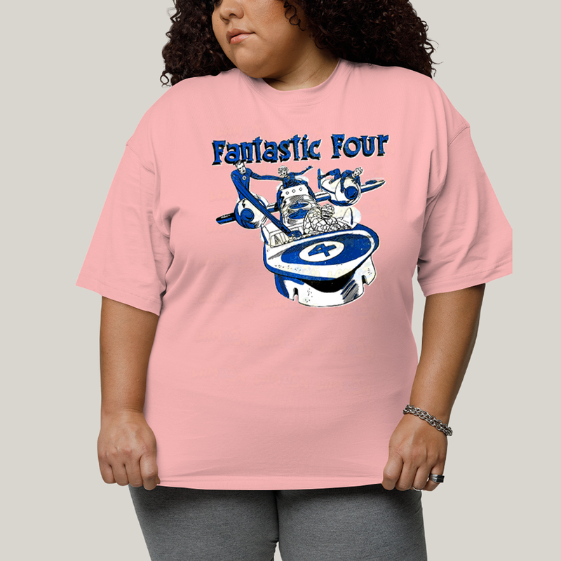 Camiseta Plus Size Algodão Unissex T shirt Quarteto Fantástico Nave
